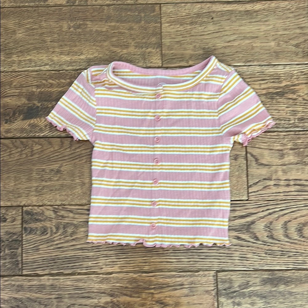 Striped Pink and Yellow Kids Shirt